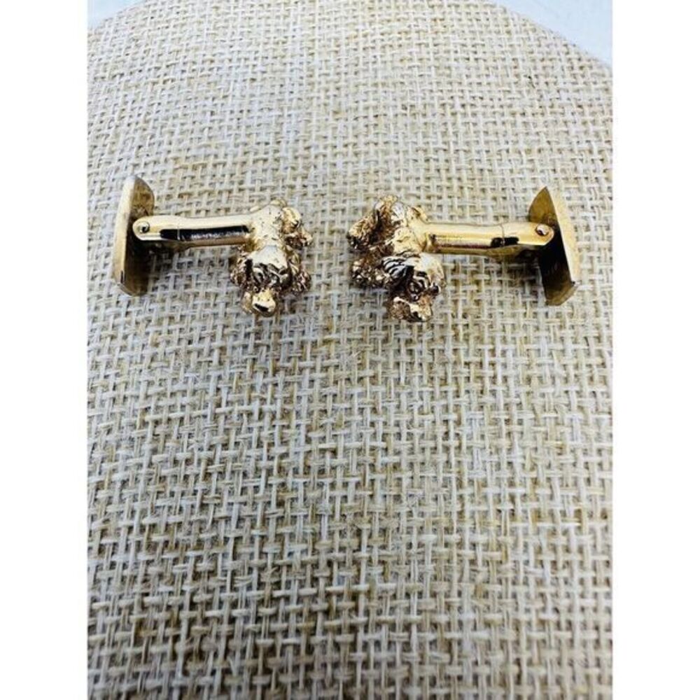 Vintage Smith Pat Pending Basset Dachshund Long Hair Dog Cufflinks Gold Tone‎